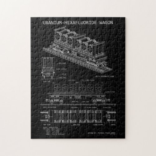 PTW Uranium Hexafluoride Wagon "Blueprint" Small Jigsaw Puzzle