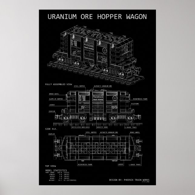 PTW Uranium Ore Hopper Train Wagon "Blueprint"  Poster (Front)
