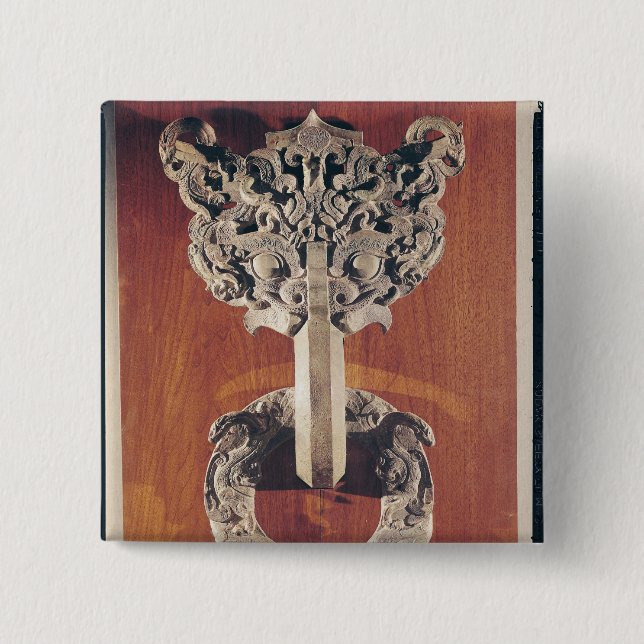 P'u shou' door knocker with a taotie design pinback button (Front)