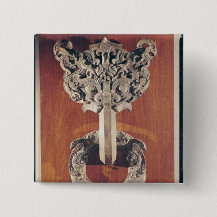 P'u shou' door knocker with a taotie design pinback button