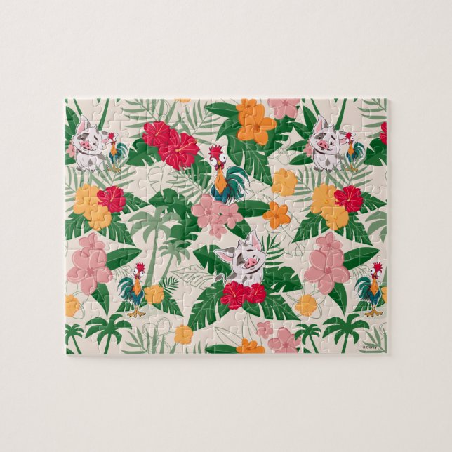 Pua and Heihei Tropical Pattern Jigsaw Puzzle (Horizontal)