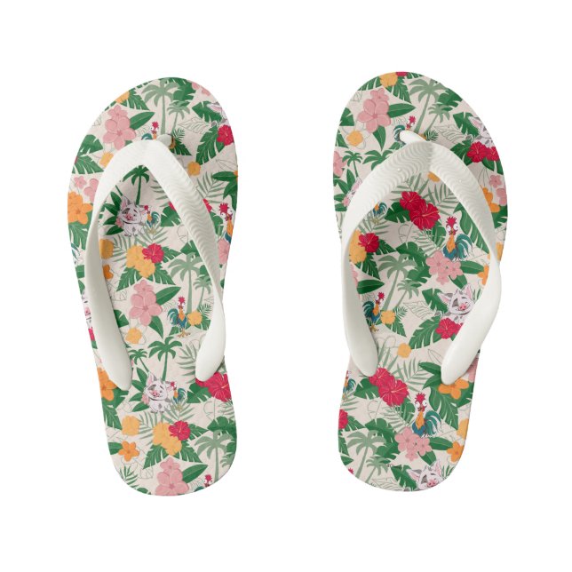 Pua and Heihei Tropical Pattern Kid's Flip Flops (Footbed)