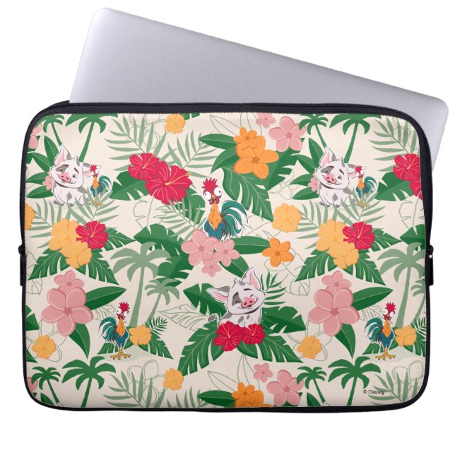 Pua and Heihei Tropical Pattern Laptop Sleeve (Front)
