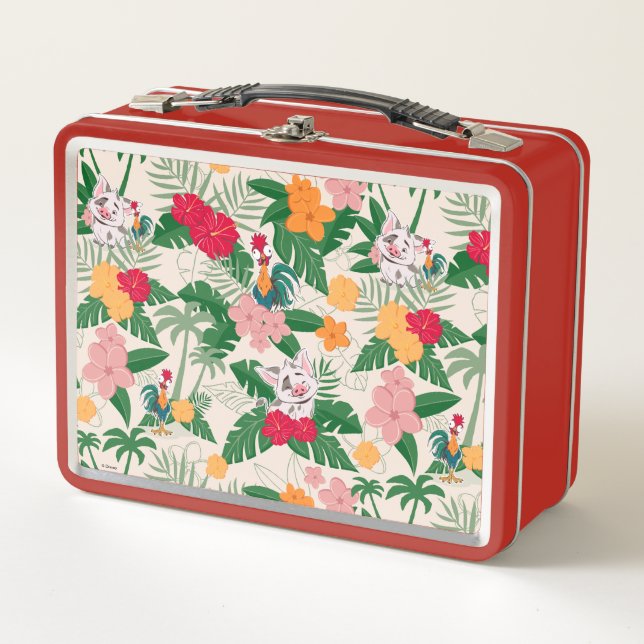 Pua and Heihei Tropical Pattern Metal Lunch Box (Front)