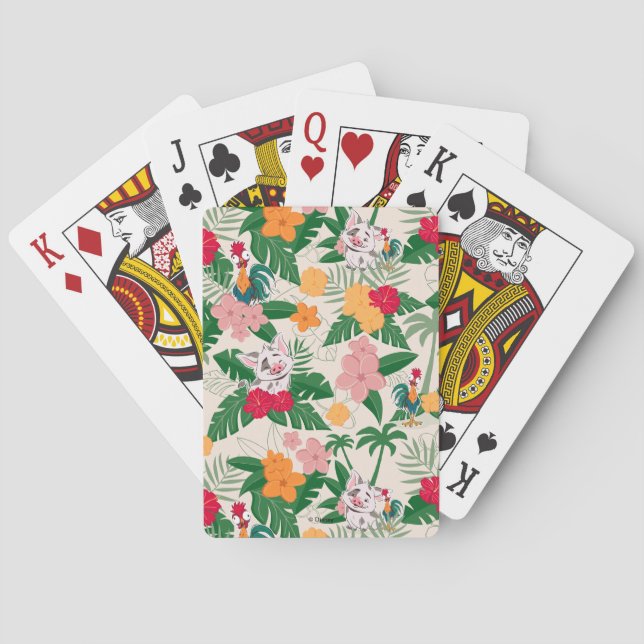 Pua and Heihei Tropical Pattern Playing Cards (Back)