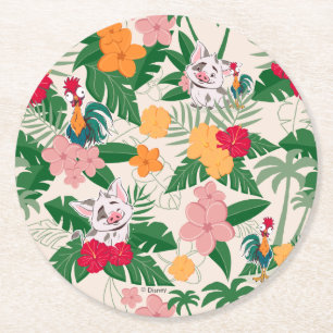 Pua and Heihei Tropical Pattern Round Paper Coaster