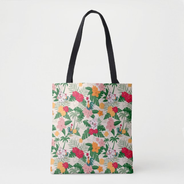 Pua and Heihei Tropical Pattern Tote Bag (Front)