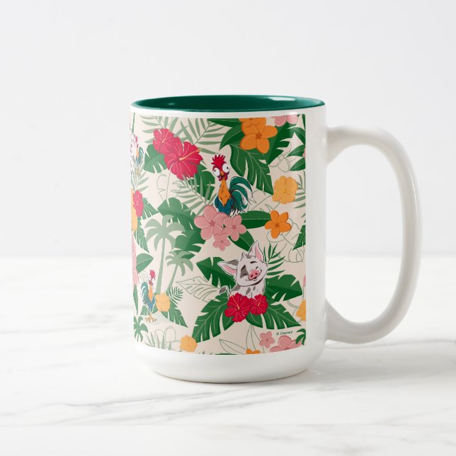 Pua and Heihei Tropical Pattern Two-Tone Coffee Mug (Right)