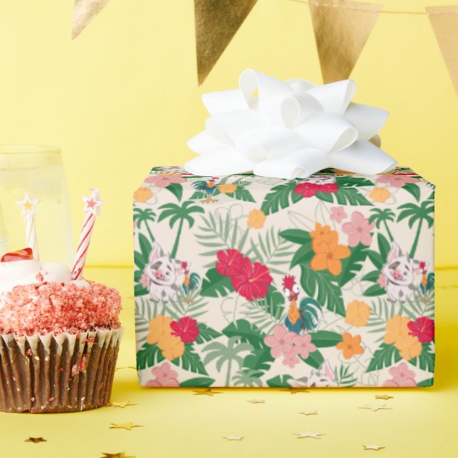 Pua and Heihei Tropical Pattern Wrapping Paper (Birthday Party)