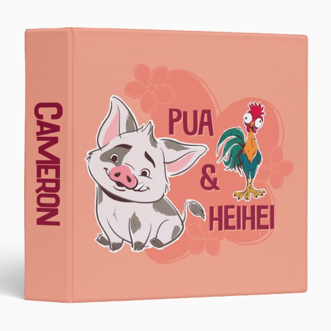 Pua & Heihei Floral Name Graphic 3 Ring Binder (Front/Spine)