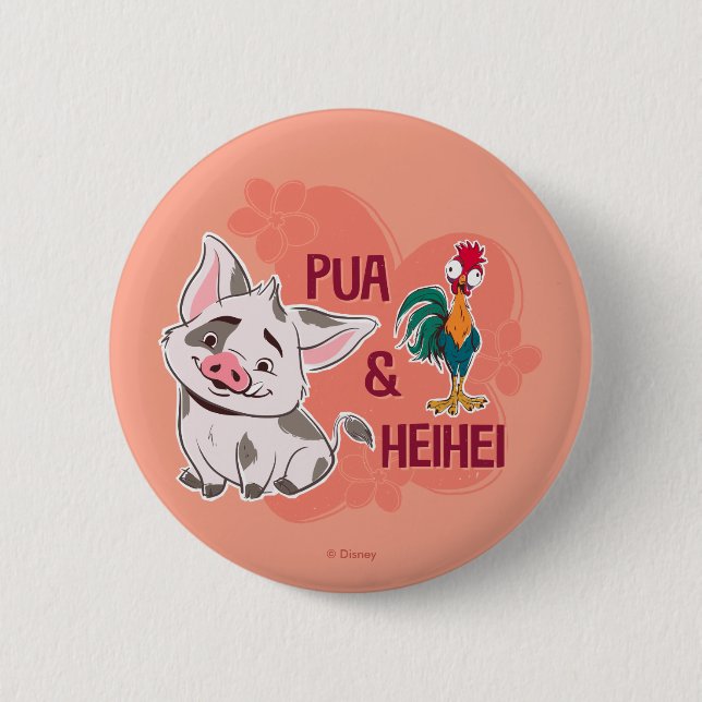 Pua & Heihei Floral Name Graphic Button (Front)