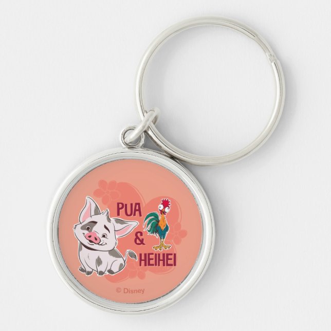 Pua & Heihei Floral Name Graphic Keychain (Front)
