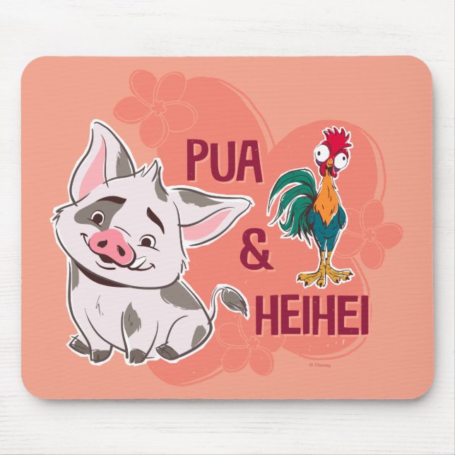 Pua & Heihei Floral Name Graphic Mouse Pad (Front)