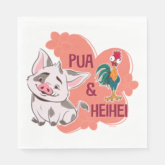 Pua & Heihei Floral Name Graphic Napkins (Front)