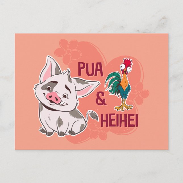 Pua & Heihei Floral Name Graphic Postcard (Front)
