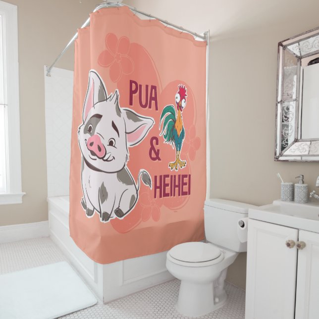 Pua & Heihei Floral Name Graphic Shower Curtain (In Situ)