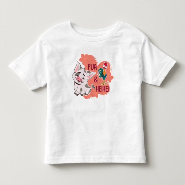 Pua & Heihei Floral Name Graphic Toddler T-shirt (Front)