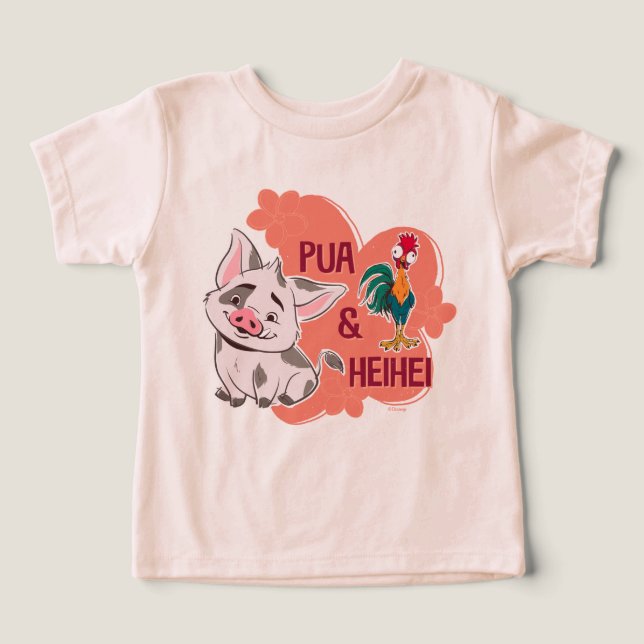 Pua & Heihei Floral Name Graphic Toddler T-shirt (Design Front)