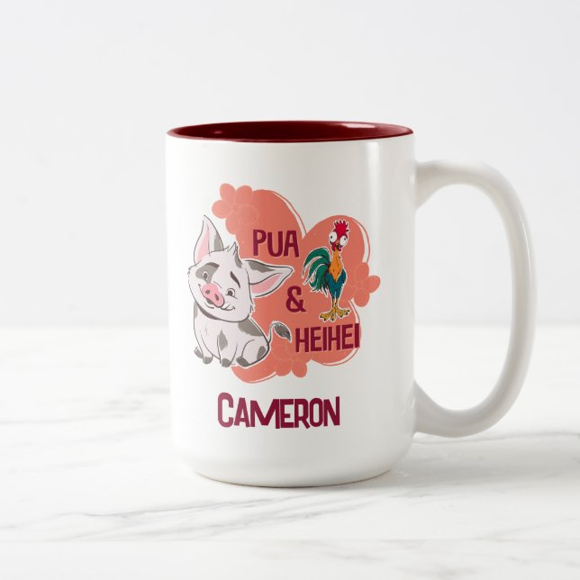 Pua & Heihei Floral Name Graphic Two-Tone Coffee Mug (Right)