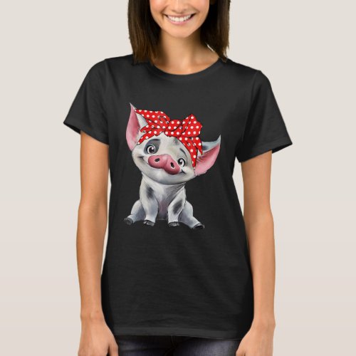 Pua pig with bandana shirt for women girl and kid