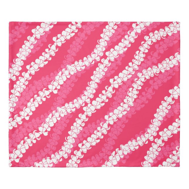 Puakenikeni lei aloha print on hot pink duvet cover (Front)
