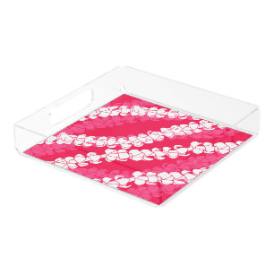 Puakenikeni Lei on pink acrylic tray