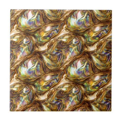 Puau shell blue gold geometric seamless pattern ceramic tile