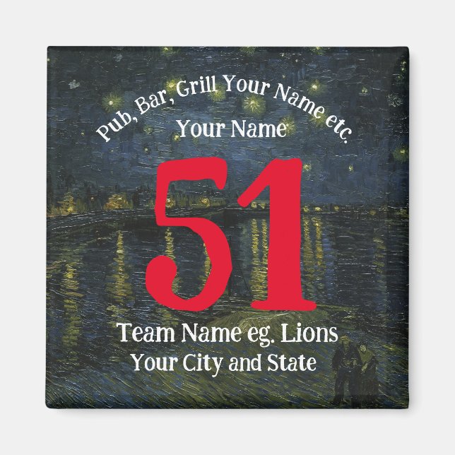 Pub Bar Grill Name Number Your Name Barbecue Magnet (Front)