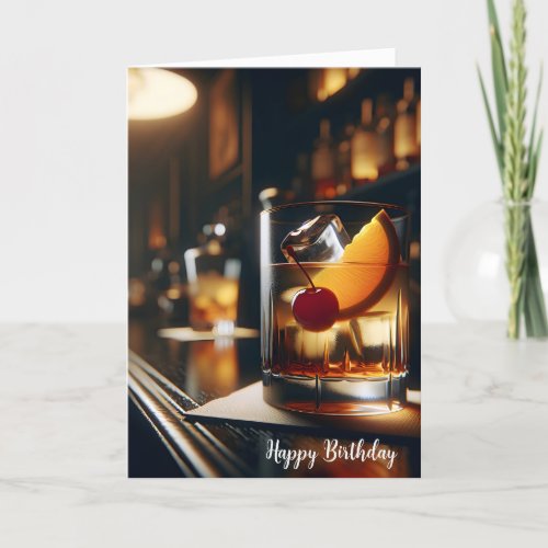 Pub Birthday Old Fashioned Drink Card