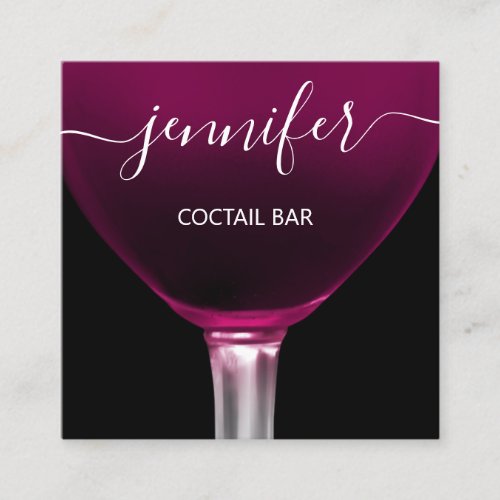Pub Coctail Red Ruby Wine Bar Drink Glass Logo Square Business Card