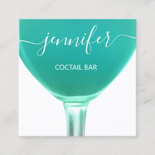 Pub Coctail Wine Bar Drink Glass Mint Logo Square Business Card