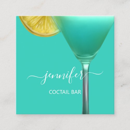 Pub Coctail Wine Bar Drink Mint Professional Square Business Card