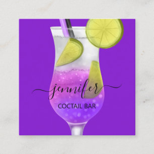 Pub Coctail Wine Bar Drink Smoky Purple Square Business Card