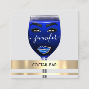 Pub Coctail Wine Bar Drinks Restaurant Gray QRCODE Square Business Card