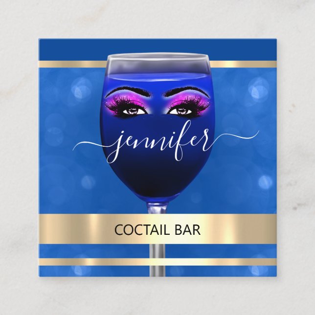 Pub Coctail Wine Bar Drinks Restaurant Lashes Square Business Card (Front)