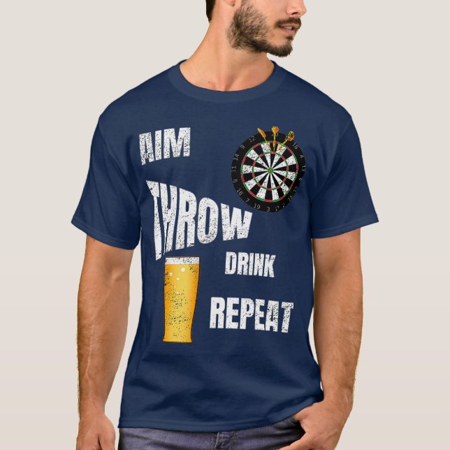 Pub Darts Player Larger Beer drinker T-Shirt (Front)
