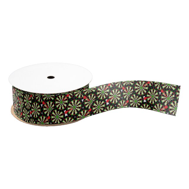 Pub Darts Team Player Dart Board Patterned Grosgrain Ribbon (Spool)