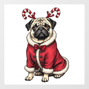 Pub Dog Wearing Santa Suit For Christmas Dog Lover Window Cling