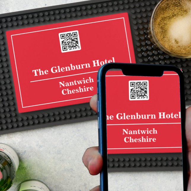 Pub, Guest House, or Hotel QR Code on a Bar Mat (Creator Uploaded)