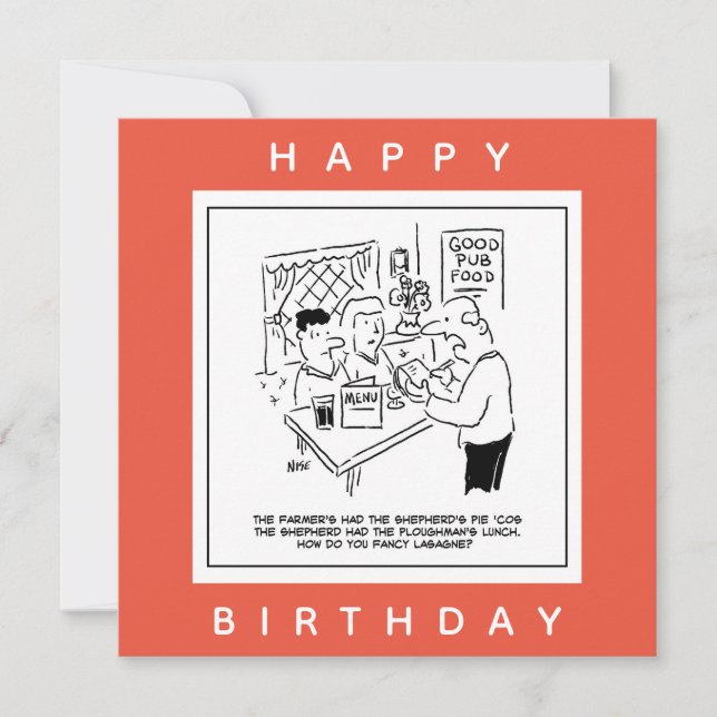 Pub Meals and Pub Menu Cartoon (Front)