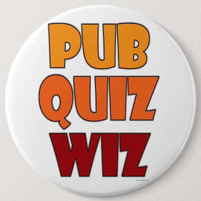 Pub Quiz Wiz Funny Trivia Champion Fun Button (Front)