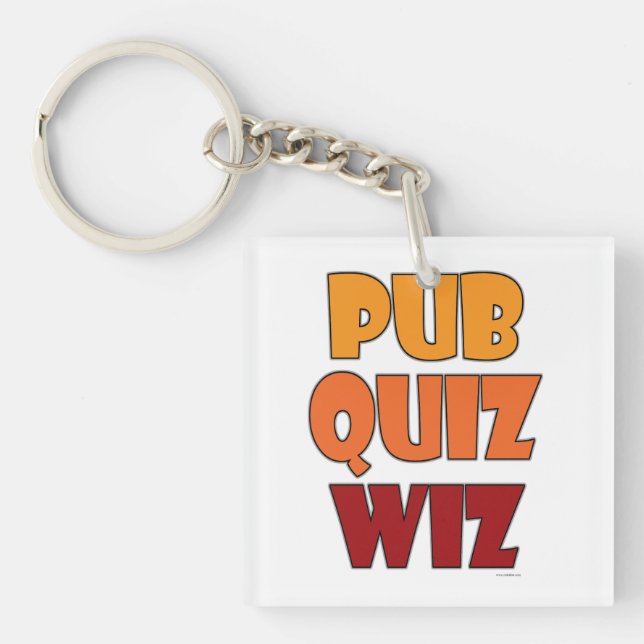 Pub Quiz Wiz Funny Trivia Champion Fun Keychain (Front)