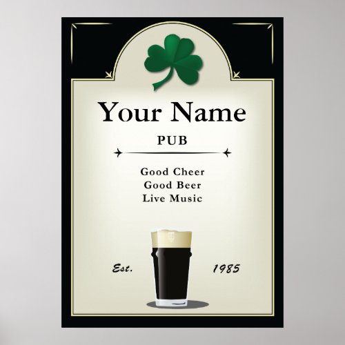 Pub Sign Irish Pub Personalized Poster
