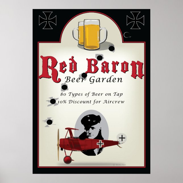Pub Sign, Red Baron Beer Garden Poster (Front)