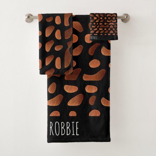 Pub theme nuts brown Watercolor Pattern Bath Towel Set