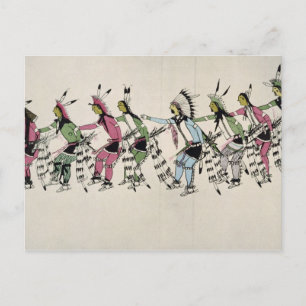 Public dance in honour of the warrior He Dog (ink Postcard