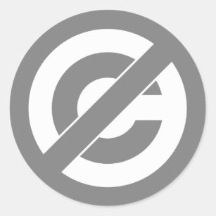 Public Domain Anti-Copyright Symbol Classic Round Sticker