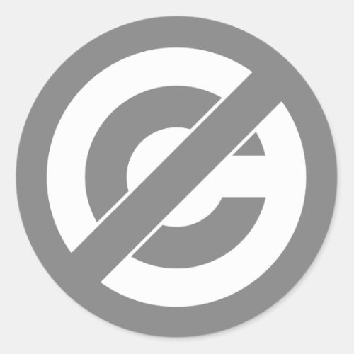 Public Domain Anti_Copyright Symbol Classic Round Sticker
