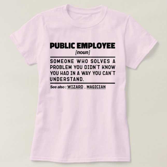 Public Employee Noun Civil Service Dad Humor T-Shirt (Design Front)