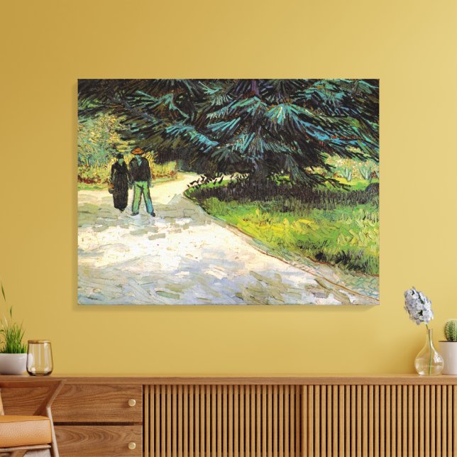 Public Garden with Couple by Vincent van Gogh Canvas Print (Insitu(LivingRoom))